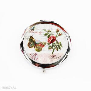 Beautiful Butterfly Round Foldable Pocket Mirror with Metal Border