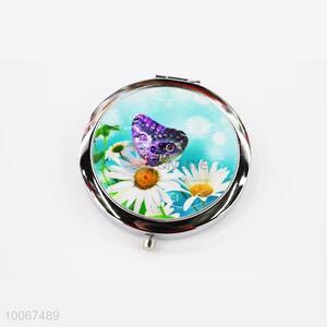 High Quality Butterfly Round Foldable Pocket Mirror with Metal Border