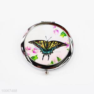 Wholesale Butterfly Round Foldable Pocket Mirror with Metal Border