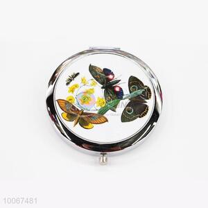 Wholesale Butterfly Round Foldable Pocket Mirror with Metal Border