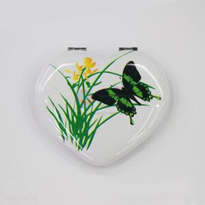 Simple White Heart Shaped Foldable Pocket Mirror