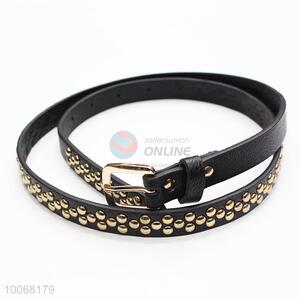 Black PU belt with revets for women