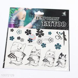 Cat&flower waterproof body tattoo sticker