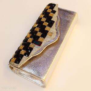 Low price silver evening bag lady clutch bag