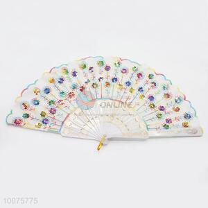 High Quality Summer Hand Fan with Colourful Paillette