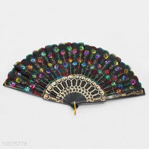 China Factory Summer Fodable Hand Fan with Colourful Paillette