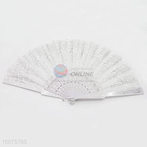 Best Selling White Flowers Printed Foldable Hand Fan for Summer