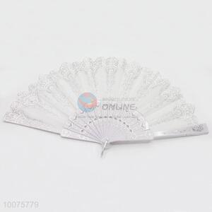 Wholesale White Summer Hand Fan with Flowers Pattern