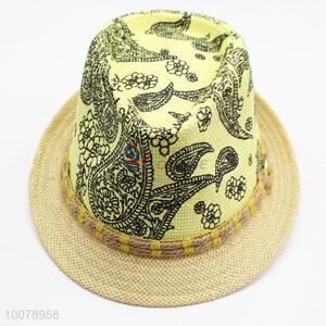 2016 hot sale flower pattern hat beach paper panama hat