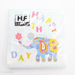 Cartoon Elephant Printed Paper Napkins Set for Kids