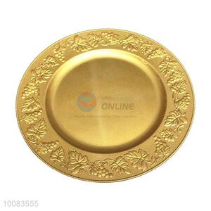 China wholesale bulk plastic serving gold charger plate for wedding restaurant