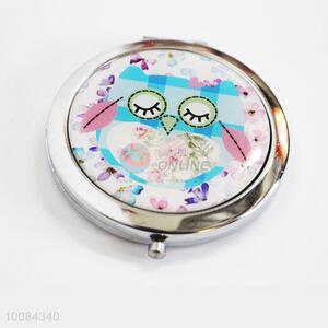 Colorful Owl Round Foldable Pocket Epoxy Sticker Mirror/Makeup Mirror