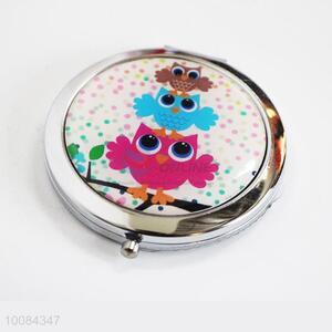 Colorful Owl Round Foldable Pocket Epoxy Sticker Mirror/Makeup Mirror