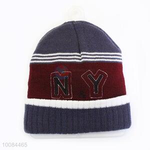 Letter Printed Striped Knitted Acrylic Fiber Cap/Hat