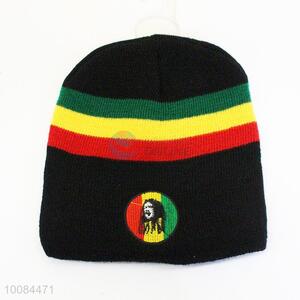 Short Striped Knitted Acrylic Fiber Cap/Hat