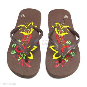 High quality brown printing lady light beach flip flops wholesale