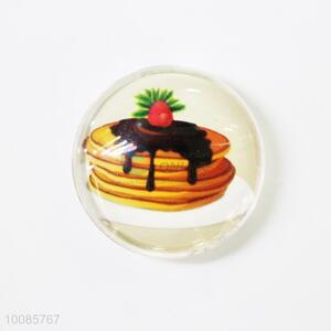 Pancake Round Crystal Glass Fridge Magnet