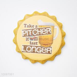 Beer Bottle Cap Shaped Round Cup Mat/Coaster