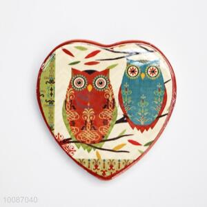 Cartoon Owl Heart Shaped Ceramic Fridge Magnet