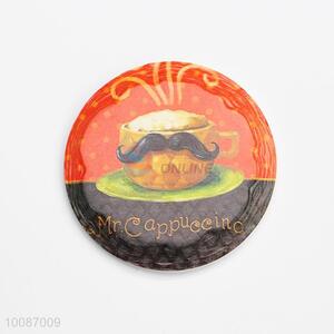 Cappuccino Round Ceramic Fridge Magnet