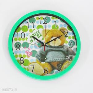 Bear pattern round plastic wall clock