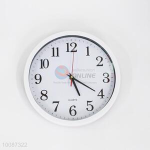 Fashion white edge round plastic wall clock