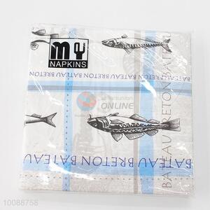 High quality fish printed paper napkin