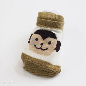 Monkey Anti Slip Green Cotton Baby Sock/ Soft Baby Socks