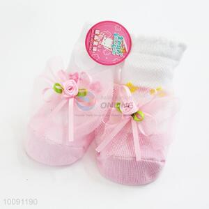 Pink Anti Slip Green Cotton Baby Sock/ Soft Baby Socks
