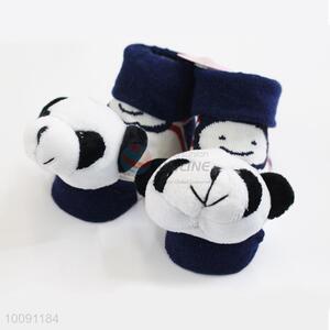 3D Panda Anti Slip Green Cotton Baby Sock/ Soft Baby Socks