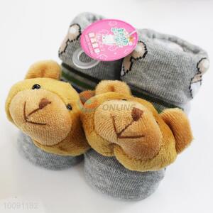 3D Bear Anti Slip Green Cotton Baby Sock/ Soft Baby Socks