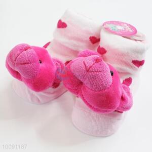 Rose Red Anti Slip Green Cotton Baby Sock/ Soft Baby Socks