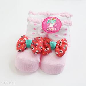 3D Bowknot Anti Slip Cotton Baby Sock/ Soft Baby Socks