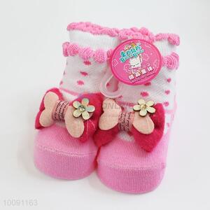 3D Beautiful Bowknot Anti Slip Cotton Baby Sock/ Soft Baby Socks