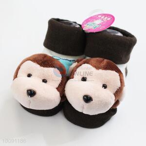 3D Monkey Anti Slip Green Cotton Baby Sock/ Soft Baby Socks