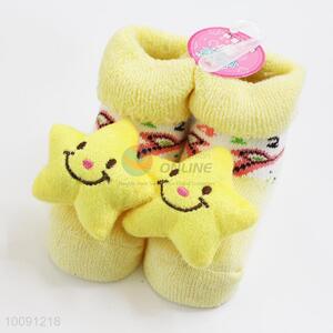 Yellow Star Cotton Baby Sock/ Soft Baby Socks