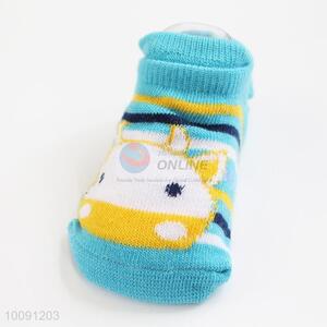 Cow Anti Slip Blue Cotton Baby Sock/ Soft Baby Socks