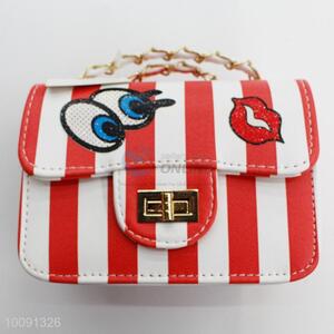 Wholesale fashion big eyes&red lip striped women handbag/messenger bag