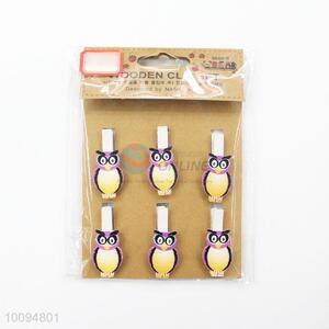 Promotional owl shape wooden clip