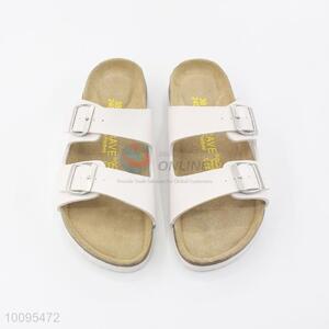 Comfortable cork slippers with two buckles