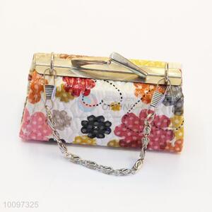 Flower pattern purse/clutch bag/lady bag with metal chain