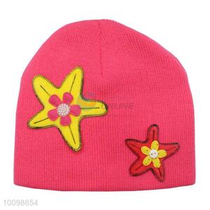 Simple style kids knitted hat with star