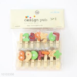 New Arrival Number Design Decoration Wooden Clip Set