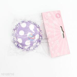 Purple dots printed paper baking cake cups