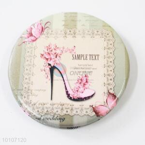 Pink High-heeled Shoes Round Pocket Make-up Mirror