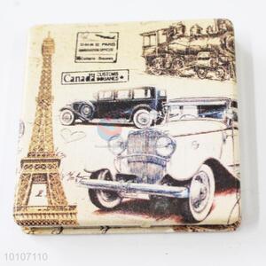 Vintage Bubble Car Pattern Square Shape Pocket Cosmetic Mirror