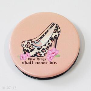 Leopard High-heeled Shoes Round Pocket Cosmetic Mirror