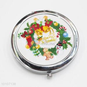 Cute Snowman Pattern Pocket Cosmetic Round Mirror