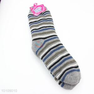 Fuzzy colorful striped hosiery for wholesale