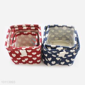 3pcs Linen Storage Bags Set With Heart Pattern Design